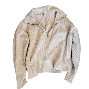 Old Navy Cream Ribbed Quarter Zip - XL